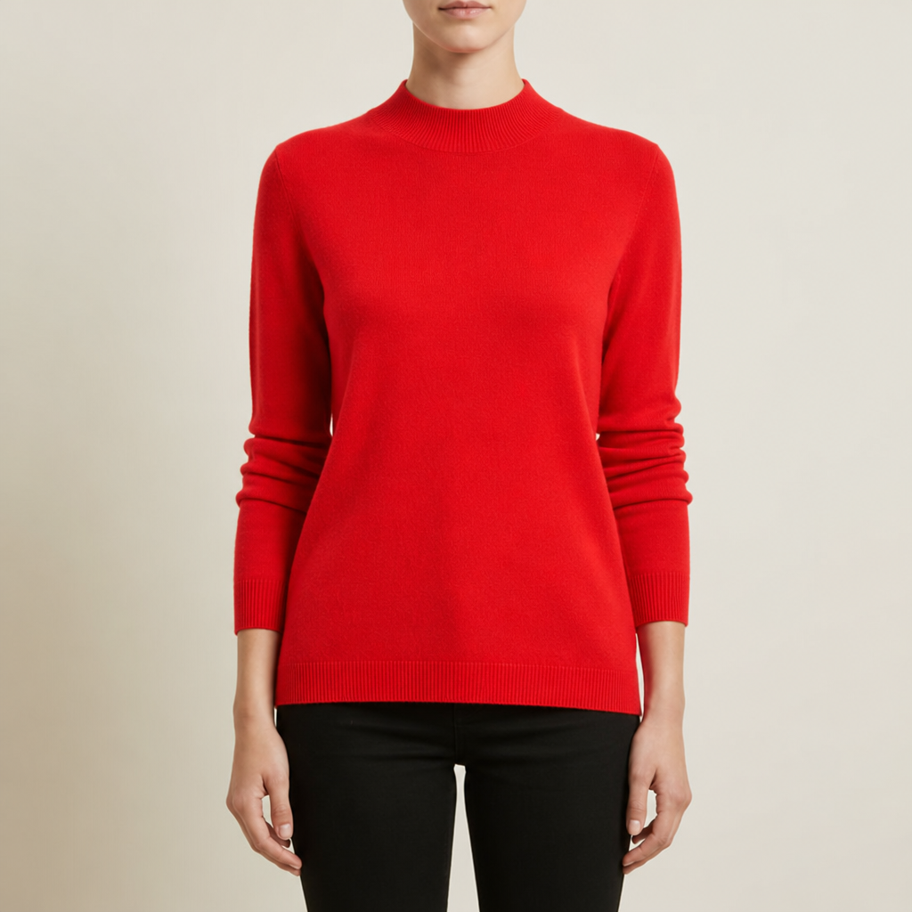 Avila Cashmere Crew Neck Sweater in Red