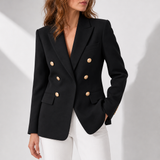 Bandol Double-Breasted Gold Button Blazer in Black