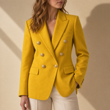 Bandol Double-Breasted Gold Button Blazer in Marigold