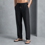 Beaulieu Linen Drawstring Pants in Black