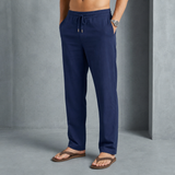 Beaulieu Linen Drawstring Pants in Blue