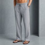 Beaulieu Linen Drawstring Pants in Gray