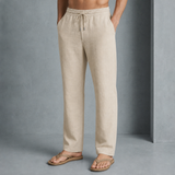 Beaulieu Linen Drawstring Pants in Khaki