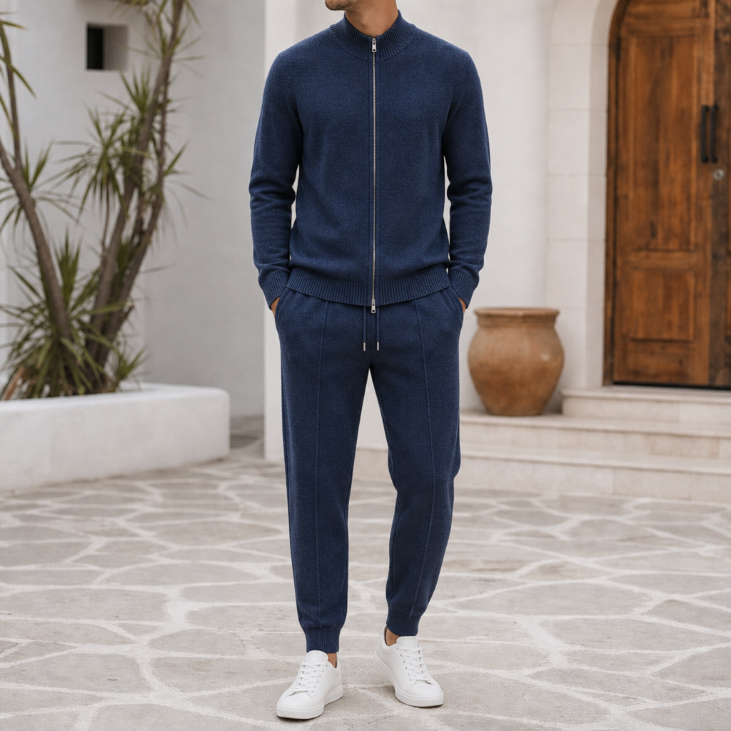 Bolzano Merino Wool Tracksuit Set in Navy