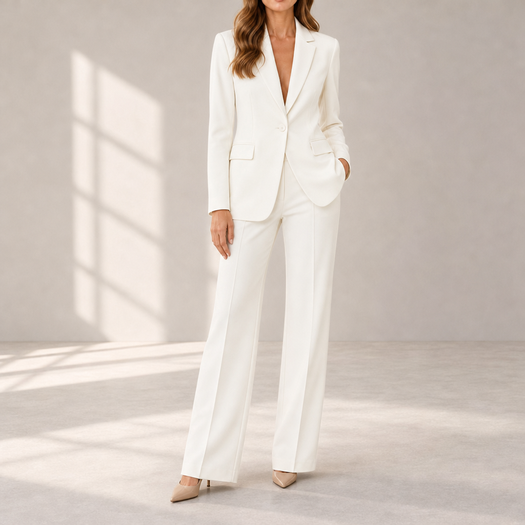 Bonifacio Tailored Blazer Trouser Set in White