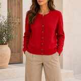 Carcassonne Merino Wool Cardigan in Red