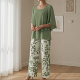 Carvoeiro Layered Floral Two-Piece Set in Green