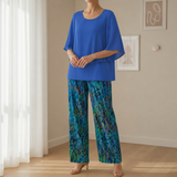 Carvoeiro Layered Floral Two-Piece Set in Ocean Blue