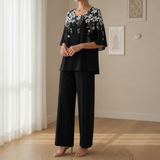 Carvoeiro Layered Floral Two-Piece Set in Black