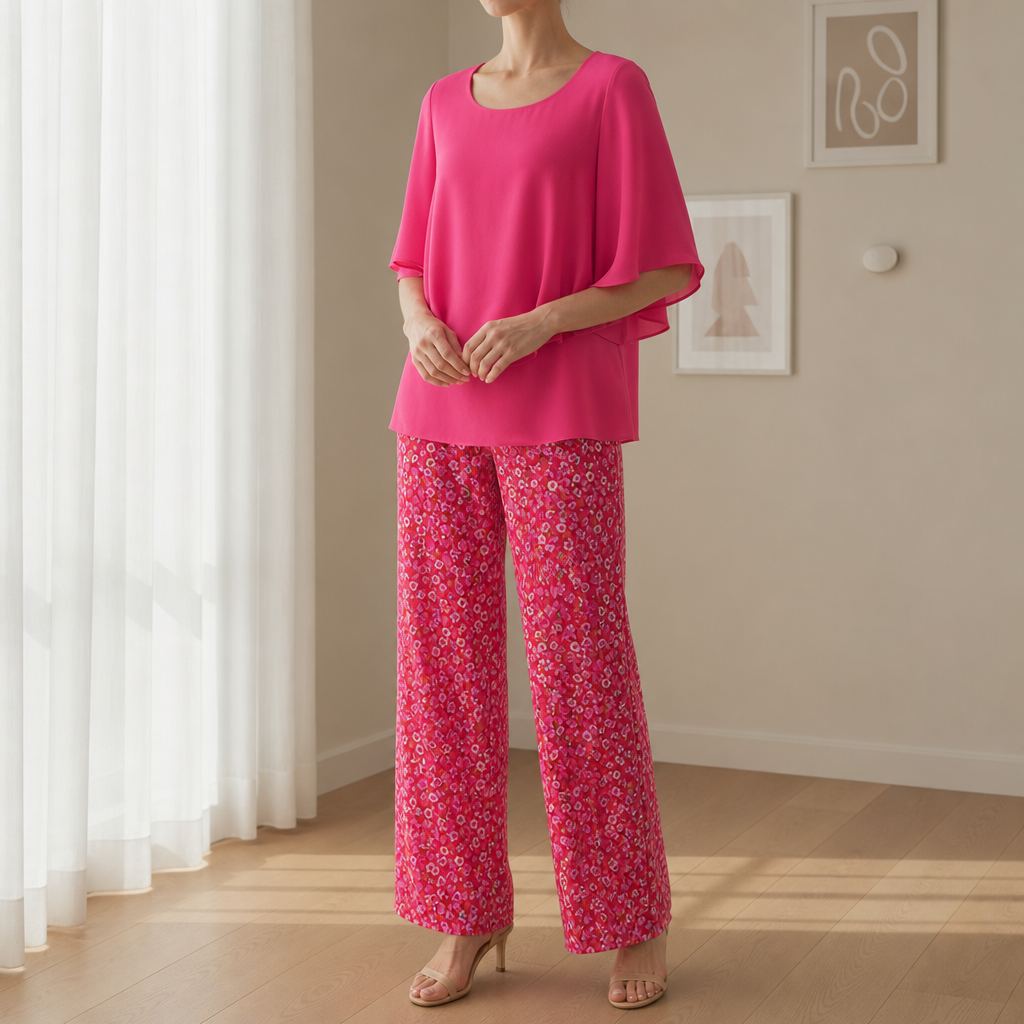 Carvoeiro Layered Floral Two-Piece Set in Pink