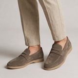 Cavtat Suede Penny Loafers in Taupe
