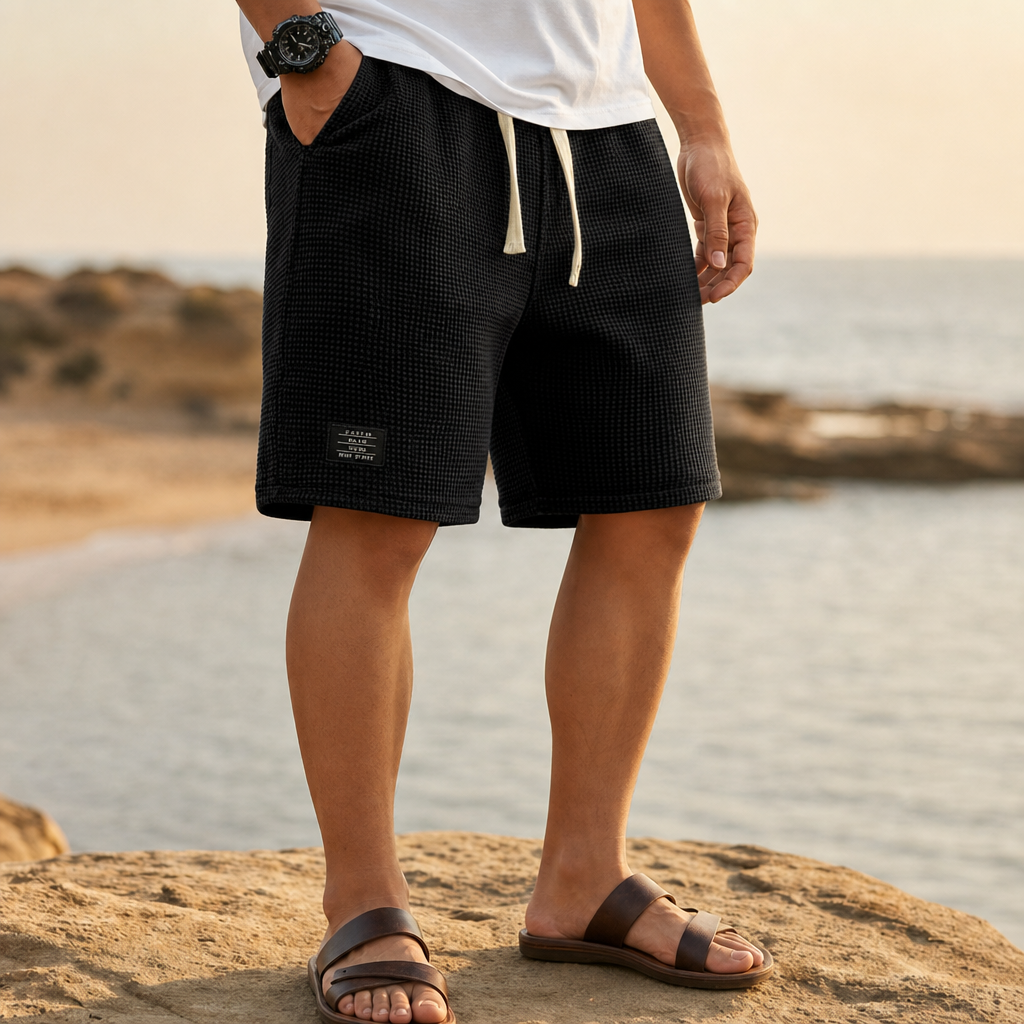 Ceret Waffle Knit Shorts in Black