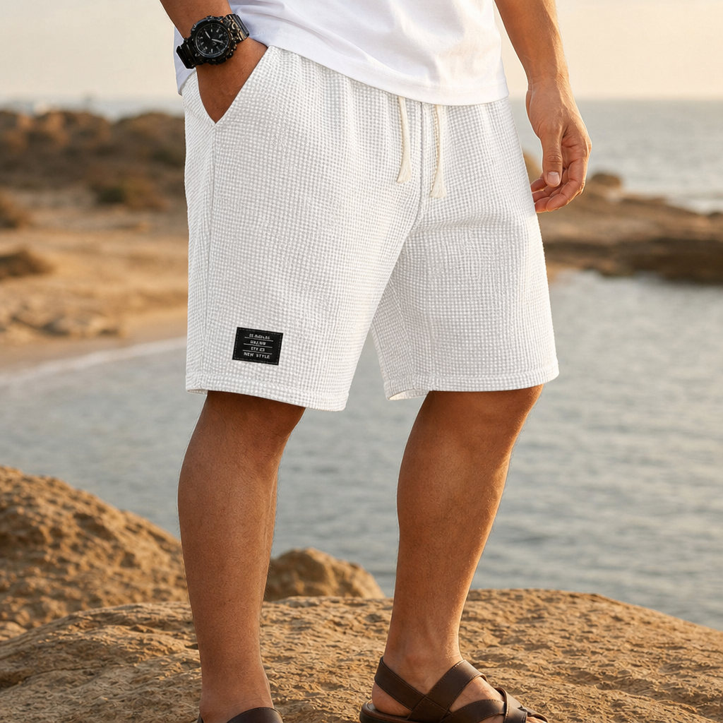 Ceret Waffle Knit Shorts in White