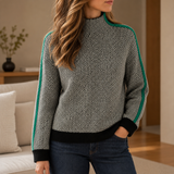Chianti Chevron Stripe Turtleneck Sweater in Green