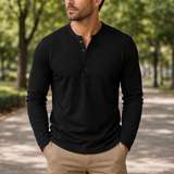 Chios Slim Fit Henley Shirt in Black