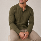 Chios Slim Fit Henley Shirt in Olive Green