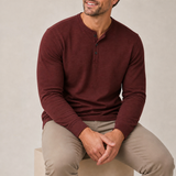 Chios Slim Fit Henley Shirt in Wine Red