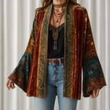 Comporta Boho Velvet Kimono in Burgundy