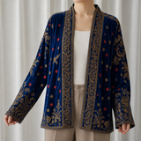 Comporta Boho Velvet Kimono in Midnight Blue