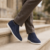 Corfu Suede Slip-On Boots in Marine