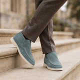 Corfu Suede Slip-On Boots in Mint Green