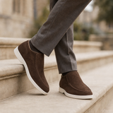 Corfu Suede Slip-On Boots in Brown