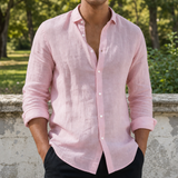 Corte Linen Button-Up Shirt in Pink