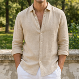 Corte Linen Button-Up Shirt in Apricot