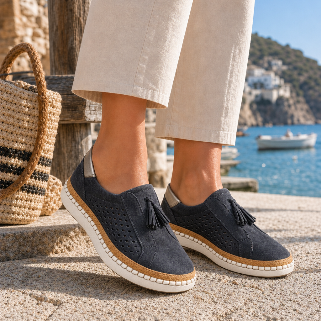 Deia Orthopedic Tassel Loafers in Black