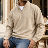 Delphi Quarter-Zip Pullover Sweatshirt in Khaki