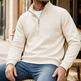 Delphi Quarter-Zip Pullover Sweatshirt in White