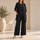 Elounda Wide Leg Three-Piece Set in Black