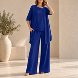Elounda Wide Leg Three-Piece Set in Blue