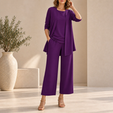 Elounda Wide Leg Three-Piece Set in Purple