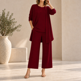 Elounda Wide Leg Three-Piece Set in Red