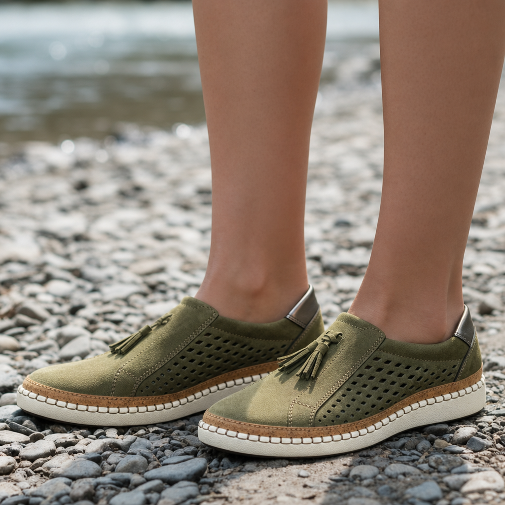Erice Orthopedic Perforated Slip-Ons in Green