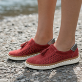Erice Orthopedic Perforated Slip-Ons in Red