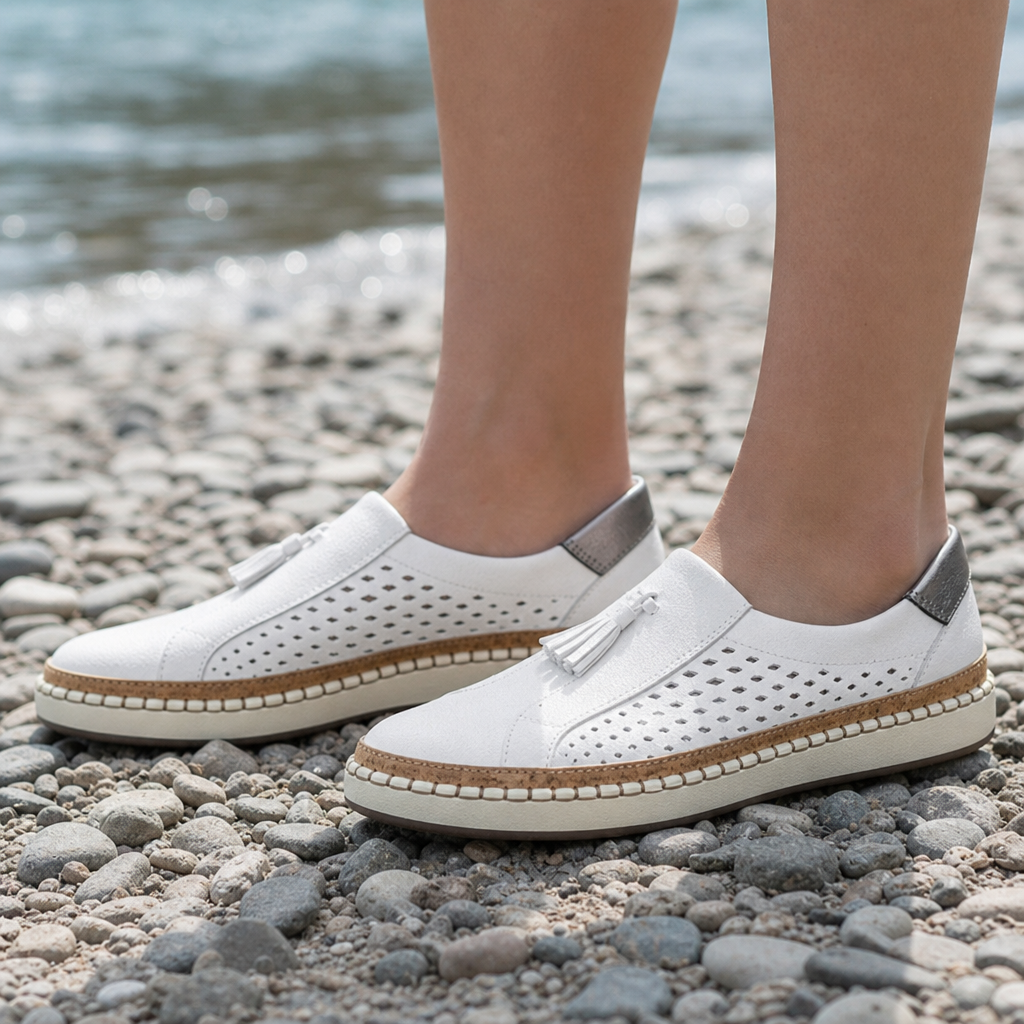 Erice Orthopedic Perforated Slip-Ons in White