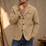 Estepona Washed Cotton Blazer in Khaki