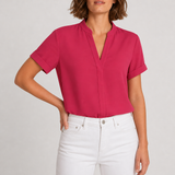 Eze V Neck Short Sleeve Blouse in Pink