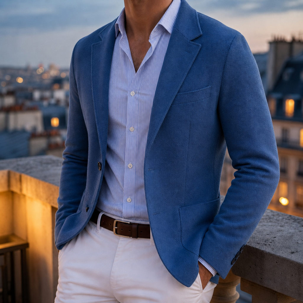 Figueres Knit Tailored Blazer in Blue