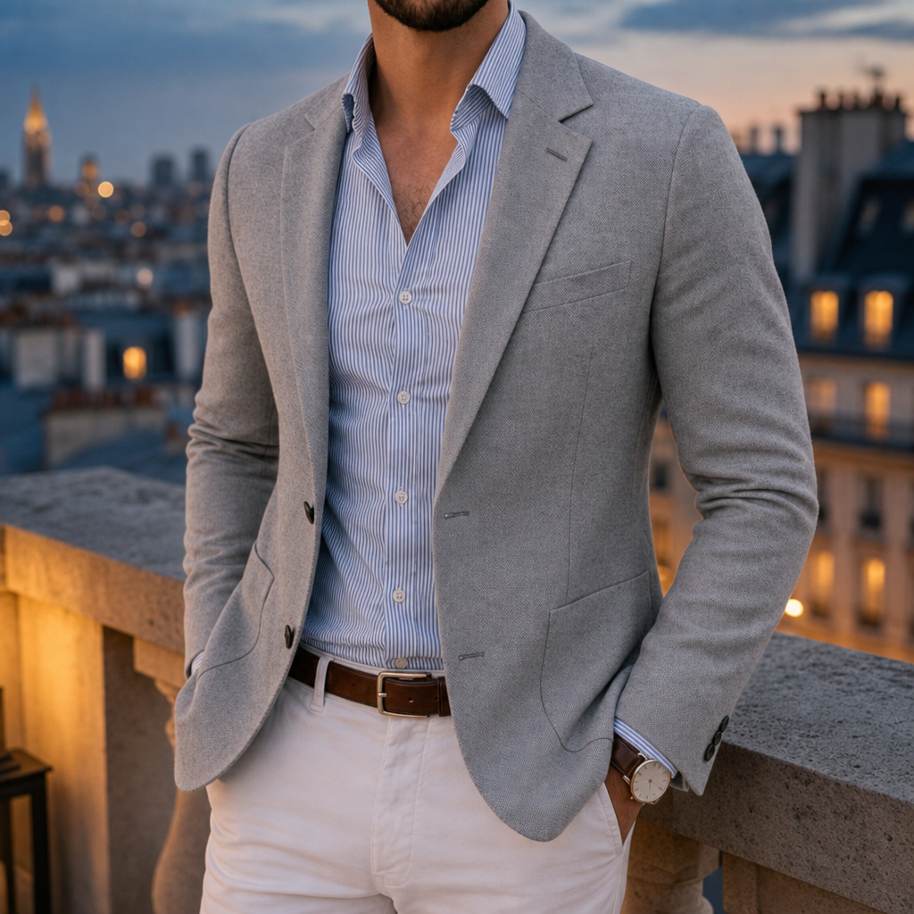 Figueres Knit Tailored Blazer in Silver