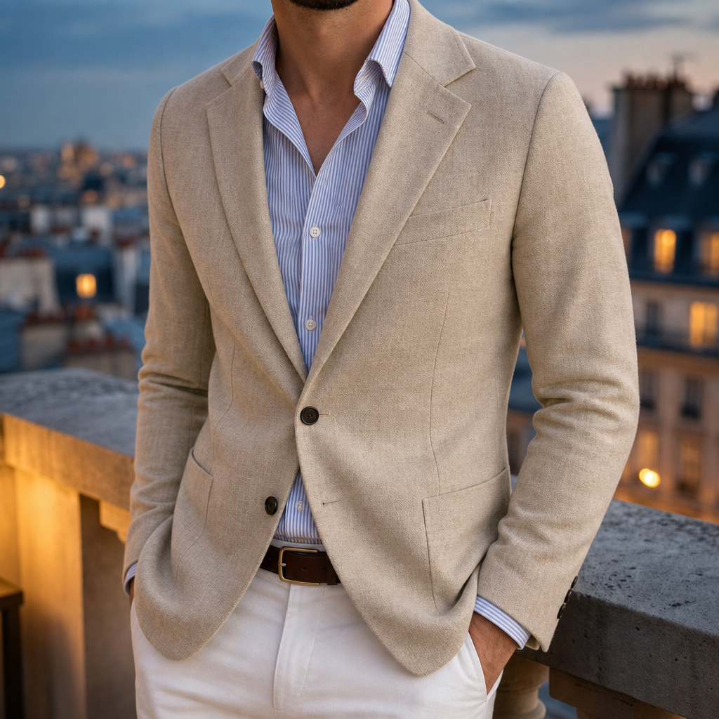 Figueres Knit Tailored Blazer in Beige