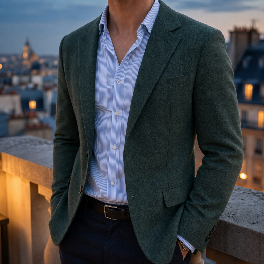 Figueres Knit Tailored Blazer in Green