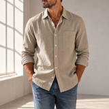 Formentor Casual Cotton Button-Up in Khaki