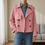 Funchal Cropped Trench Jacket in Pink