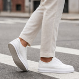 Gaeta Leather Brogue Platform Sneakers in White