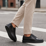 Gaeta Leather Brogue Platform Sneakers in Black