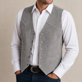 Gijon Western Suede Snap Vest in Gray