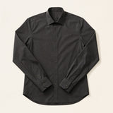The Gramercy Men's Poplin Dress Shirt in Charcoal, flat lay